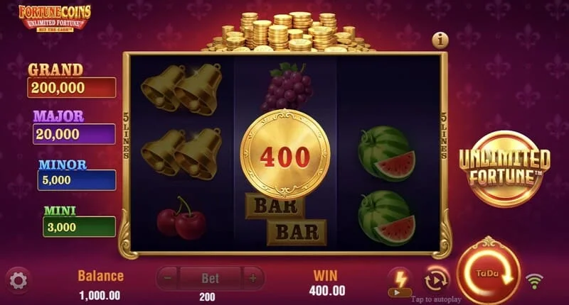 Fortune Coins Unlimited Fortune - Lock & Respin coin round with coin retention
